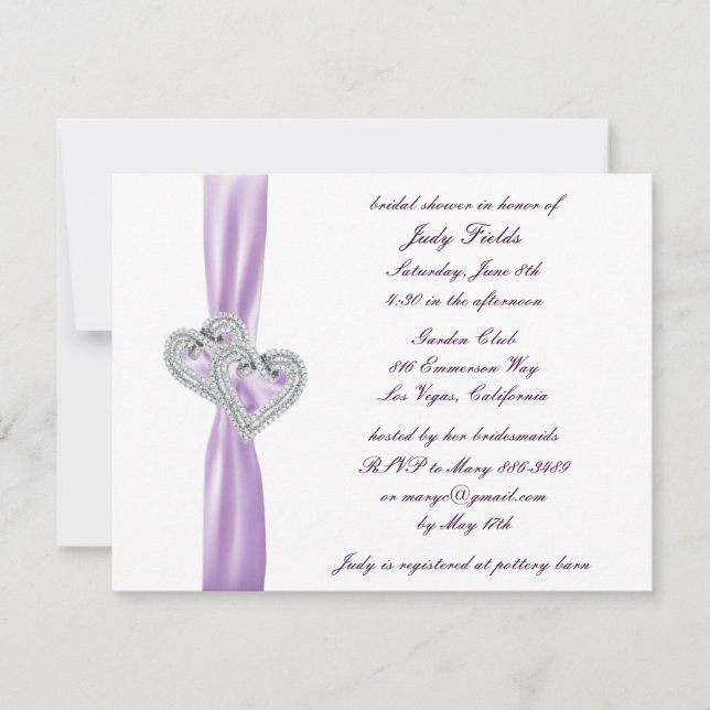 Einladungen für den Custom Hearts Lavender Bridal  (Vorderseite)