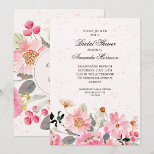 Einladungen für die Dusche in Rosa Aquarell