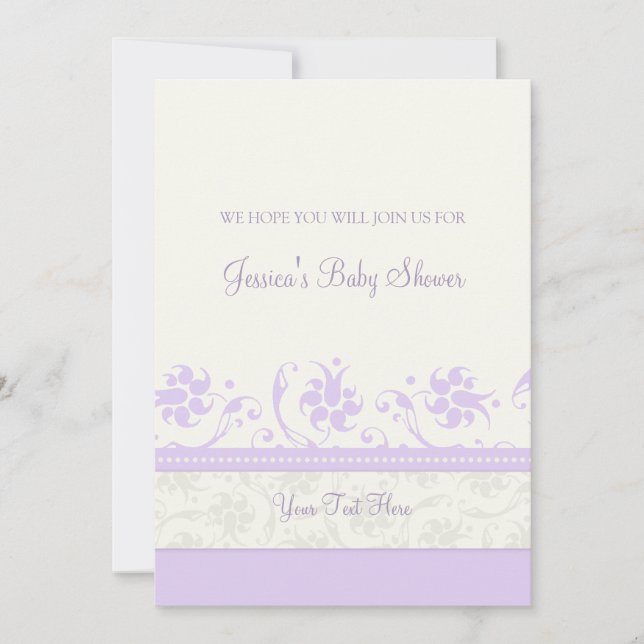 Einladungen für die Dusche von Lilac White Floral  (Vorderseite)