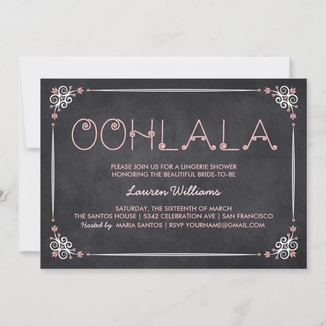 Einladungen für die Dusche von Lingerie Chalkboard (Vorderseite)