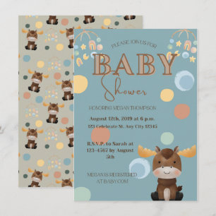Einladungen für die Elch- und Mobile-Babydusche