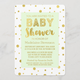 Einladungen für die Gold Confetti Mint Green Baby