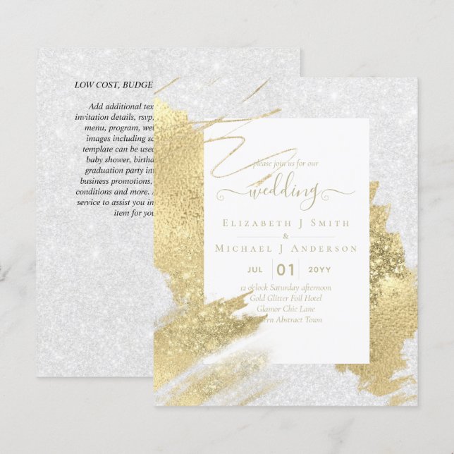 EINLADUNGEN FÜR DIE HAUSHALTSZEITUNG - Glitzer (Vorne/Hinten)