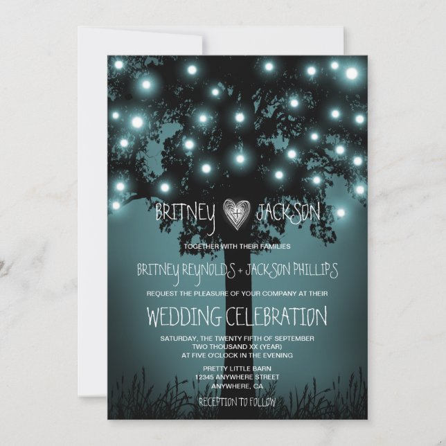 Einladungen für die Hochzeit des verzauberten Wald (Vorderseite)
