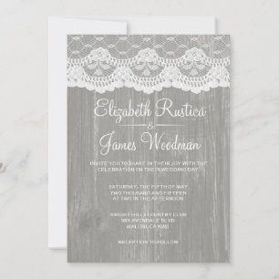 Einladungen für die Hochzeit von grauem Rustikalem