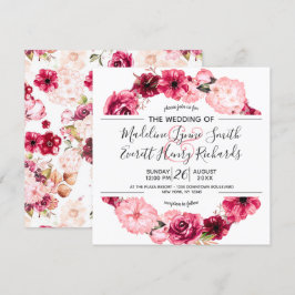 Einladungen für die Hochzeitsfeier in Pink & Burgu