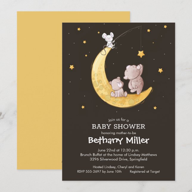 Einladungen für die Kinderdusche von Moon and Star (Vorne/Hinten)