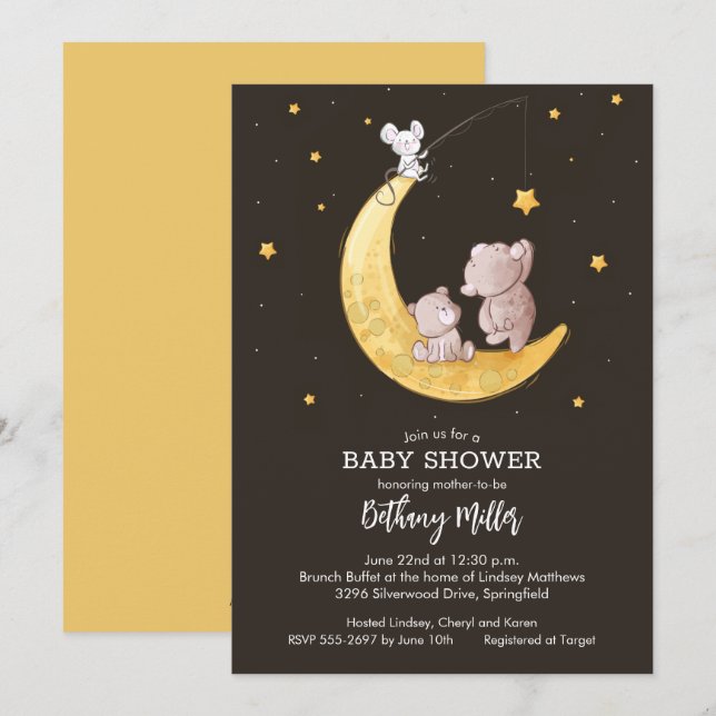 Einladungen für die Kinderdusche von Moon and Star (Vorne/Hinten)