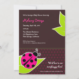 Einladungen für die Pink und Brown Ladybug Babydus