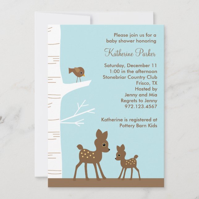 Einladungen für die Woodland Deer Baby Shower (Vorderseite)