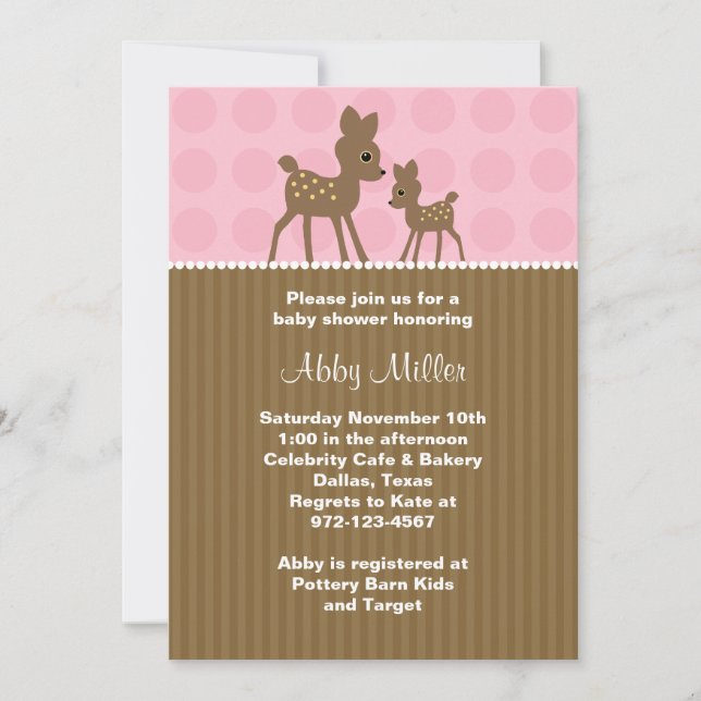 Einladungen für die Woodland Deer Baby Shower (Vorderseite)