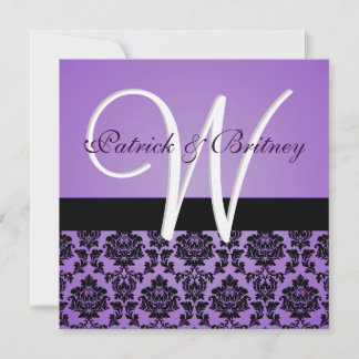 Einladungen für eine Hochzeit mit Monogram Lila- u