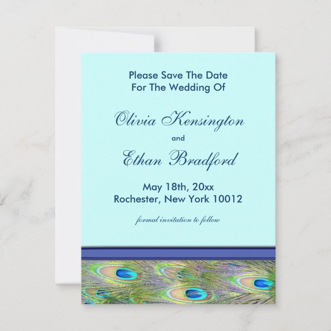 Einladungen für eine Hochzeit mit Royal Aquamarin  (Vorderseite)