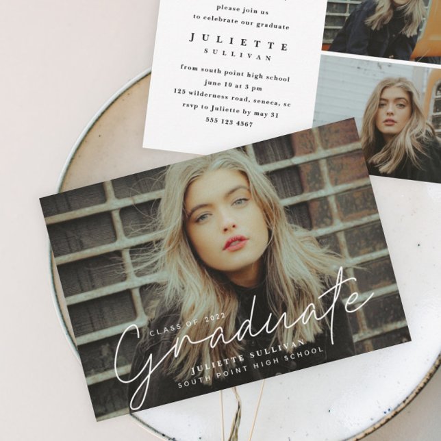 Einladungen für einfache Skript-Foto-Graduierung (Von Creator hochgeladen)