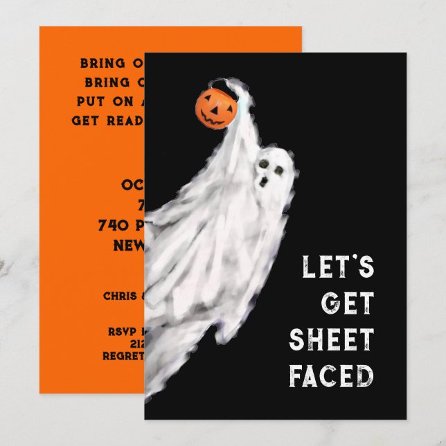 Einladungen für erwachsenes Halloween-Party (Vorne/Hinten)