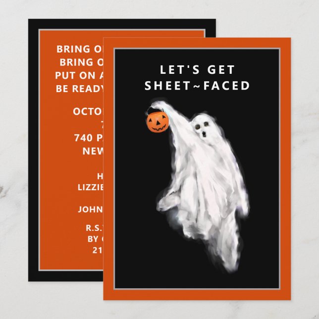Einladungen für erwachsenes Halloween-Party (Vorne/Hinten)