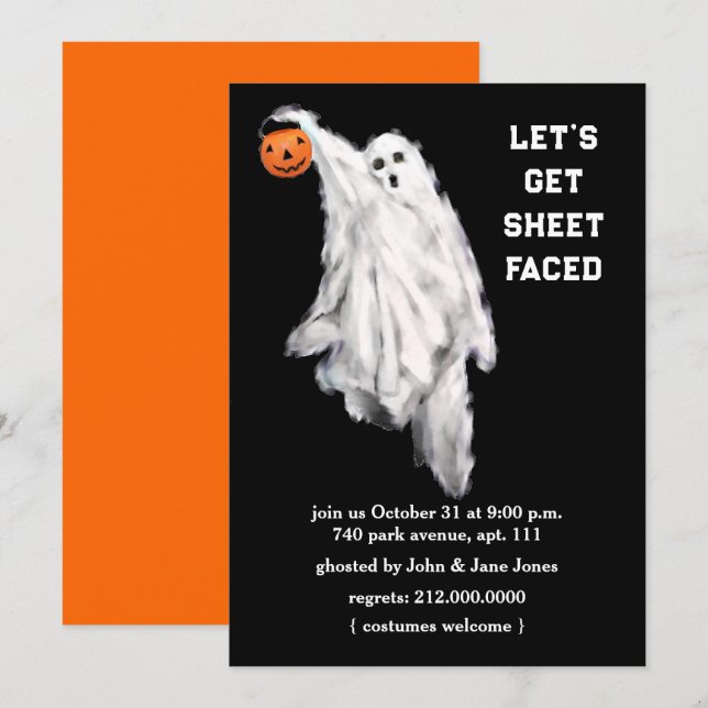 Einladungen für erwachsenes Halloween-Party (Vorne/Hinten)