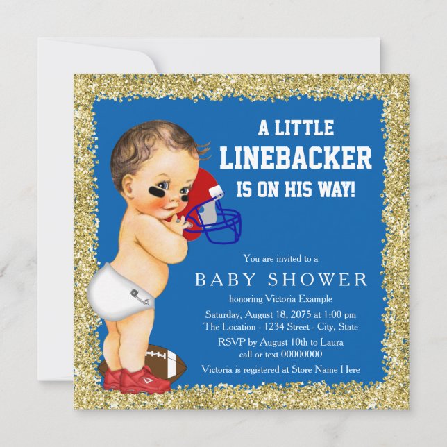 Einladungen für Fußball-Baby-Dusche (Vorderseite)