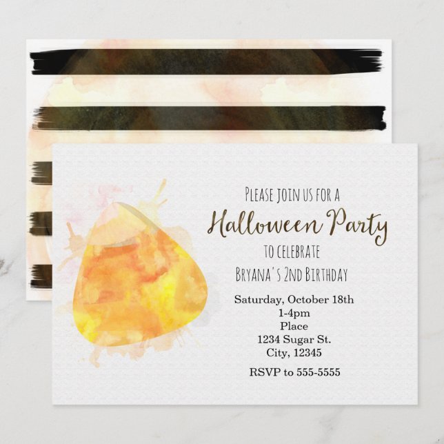 Einladungen für Halloween-Party von Candy Candy (Vorne/Hinten)