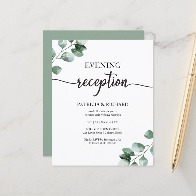 Einladungen für Hochzeiten Abend Empfang (Vorderseite/Rückseite Beispiel)