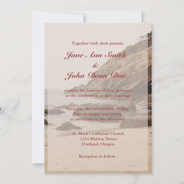 Einladungen für Hochzeiten am Strand - Rocky Beach (Vorderseite)