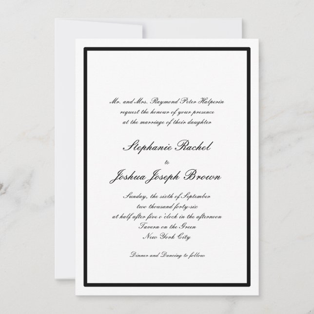 Einladungen für Hochzeiten an der Schwarzen Krawat (Vorderseite)