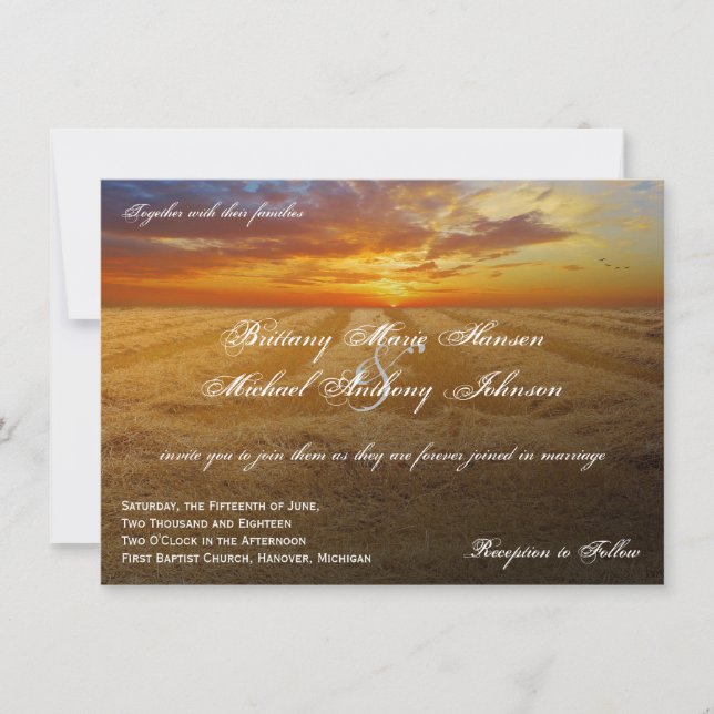 Einladungen für Hochzeiten auf dem Weizenfeld (Vorderseite)