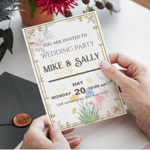 Einladungen für Hochzeiten, Blume und Grünanlagen