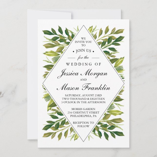 Einladungen für Hochzeiten - Einfache Grüntöne zum (Vorderseite)