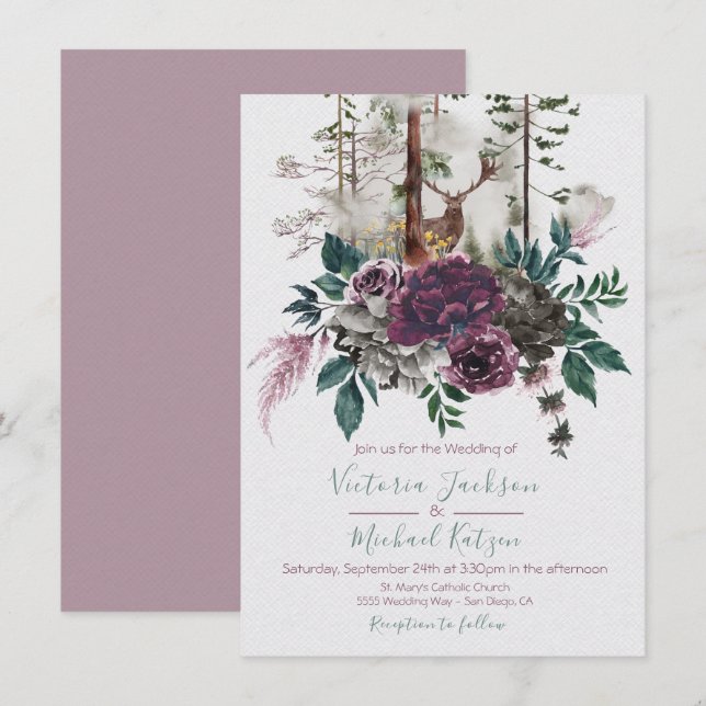 Einladungen für Hochzeiten im Wald (Vorne/Hinten)