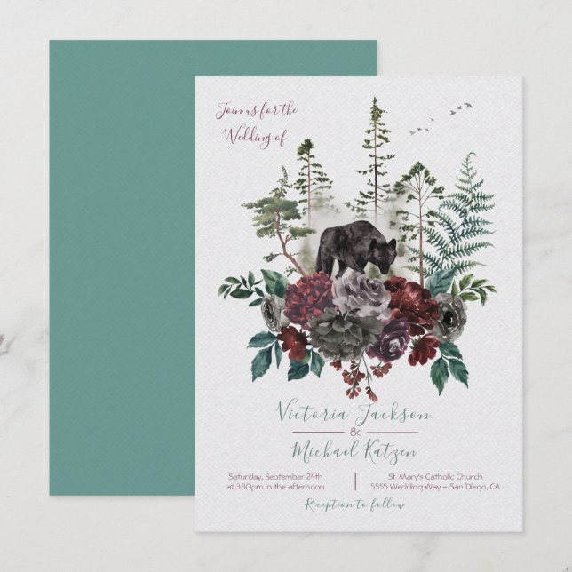Einladungen für Hochzeiten im Wald (Vorne/Hinten)