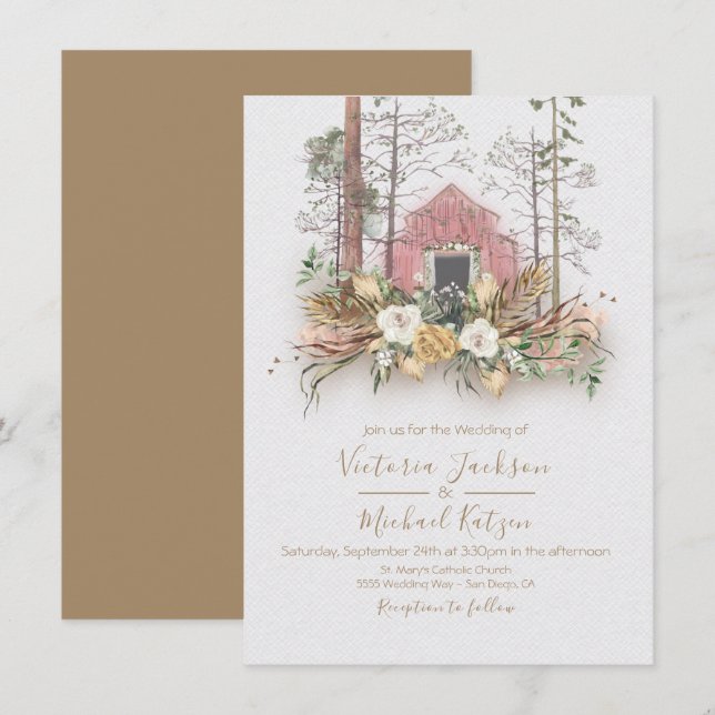 Einladungen für Hochzeiten im Waldlandwald (Vorne/Hinten)