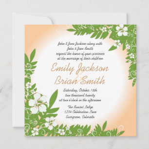 Einladungen für Hochzeiten in Beige-Weiß-Hibiskus