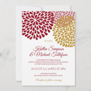 Einladungen für Hochzeiten in Burgund und Gold   F