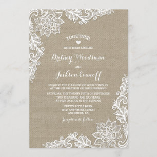 Einladungen für Hochzeiten in Burlap und Floral La