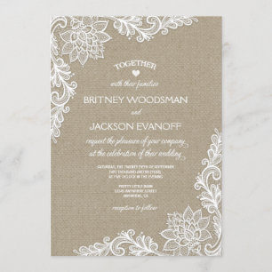 Einladungen für Hochzeiten in Burlap und Floral La