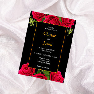 Einladungen für Hochzeiten in Gold Black and Burgu