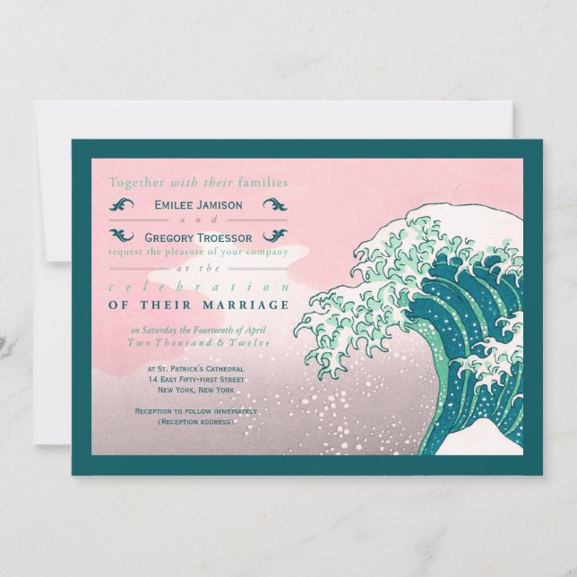 Einladungen für Hochzeiten in japanischem Holzschn (Vorderseite)