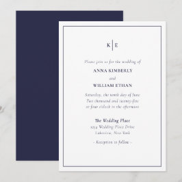 Einladungen für Hochzeiten in Navy Blue Monogram