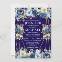 Einladungen für Hochzeiten in Navy Blue und Gold