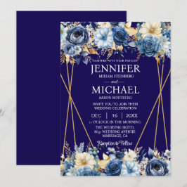 Einladungen für Hochzeiten in Navy Blue und Gold