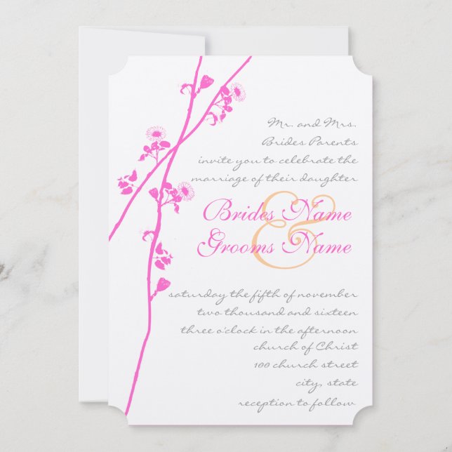 Einladungen für Hochzeiten in Rosa, Grau und Coral (Rückseite)