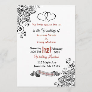 Einladungen für Hochzeiten in Rot, Schwarz und Wei