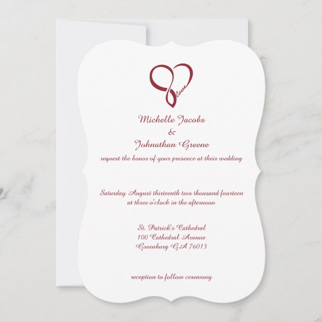 Einladungen für Hochzeiten in Roter Liebe (Vorderseite)