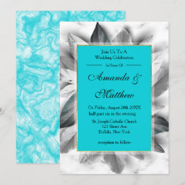 Einladungen für Hochzeiten in Schwarz-Aquamarin-Go