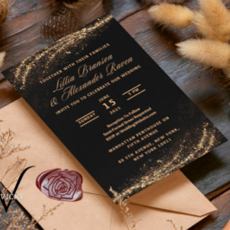 Einladungen für Hochzeiten in Schwarz und Gold-Gli