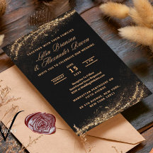 Einladungen für Hochzeiten in Schwarz und Gold-Gli