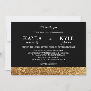 Einladungen für Hochzeiten in Schwarz und Gold-Gli