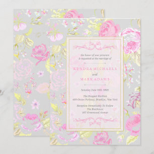 Einladungen für Hochzeiten in Shabby Chic, Rosa un