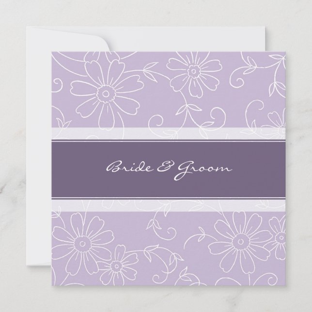 Einladungen für Hochzeiten Lila und weiß (Vorderseite)